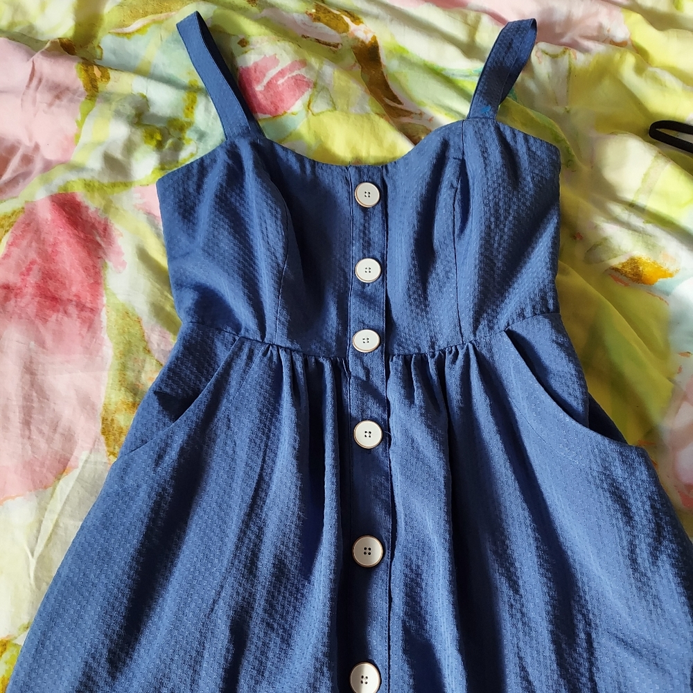 Maeve Blue Button Down Dress